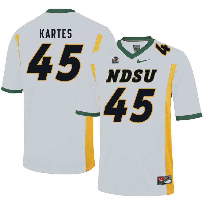 Men #45 Mitchell Kartes North Dakota State Bison College Football Jerseys Sale-White